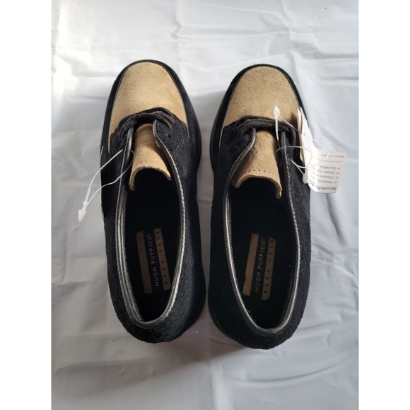 NWT Hush Puppies Big Boys 2.5M Leather Suede Black Taupe Dress Shoe Scotchguard - Picture 4 of 14